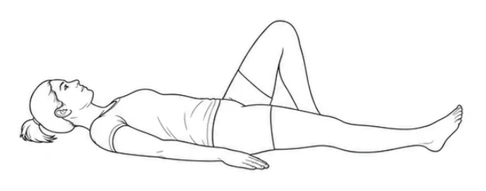 Straight leg raise – Lie on your back with your right leg straight. Bend your left knee and place the foot on the floor. Pull your right foot toward you, keep the knee straight, and rest your arms by your sides.