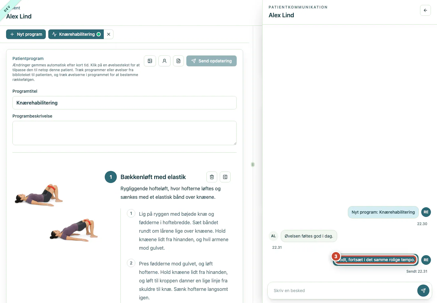 Patientsamtalen med behandlerens sendte svar.