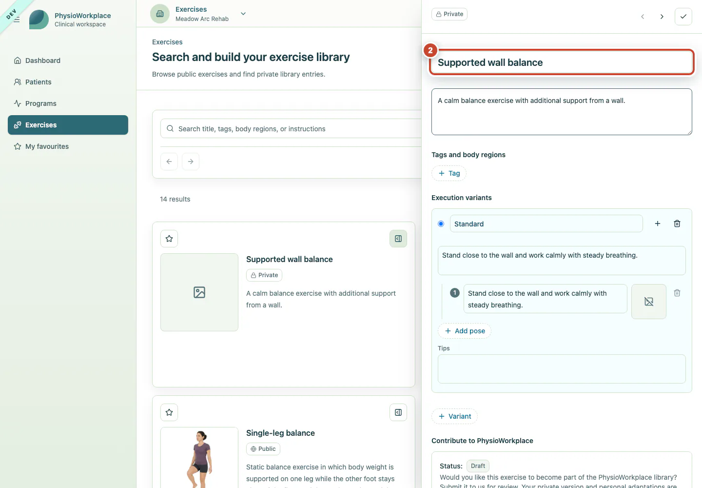Exercise editor with the updated title and summary.