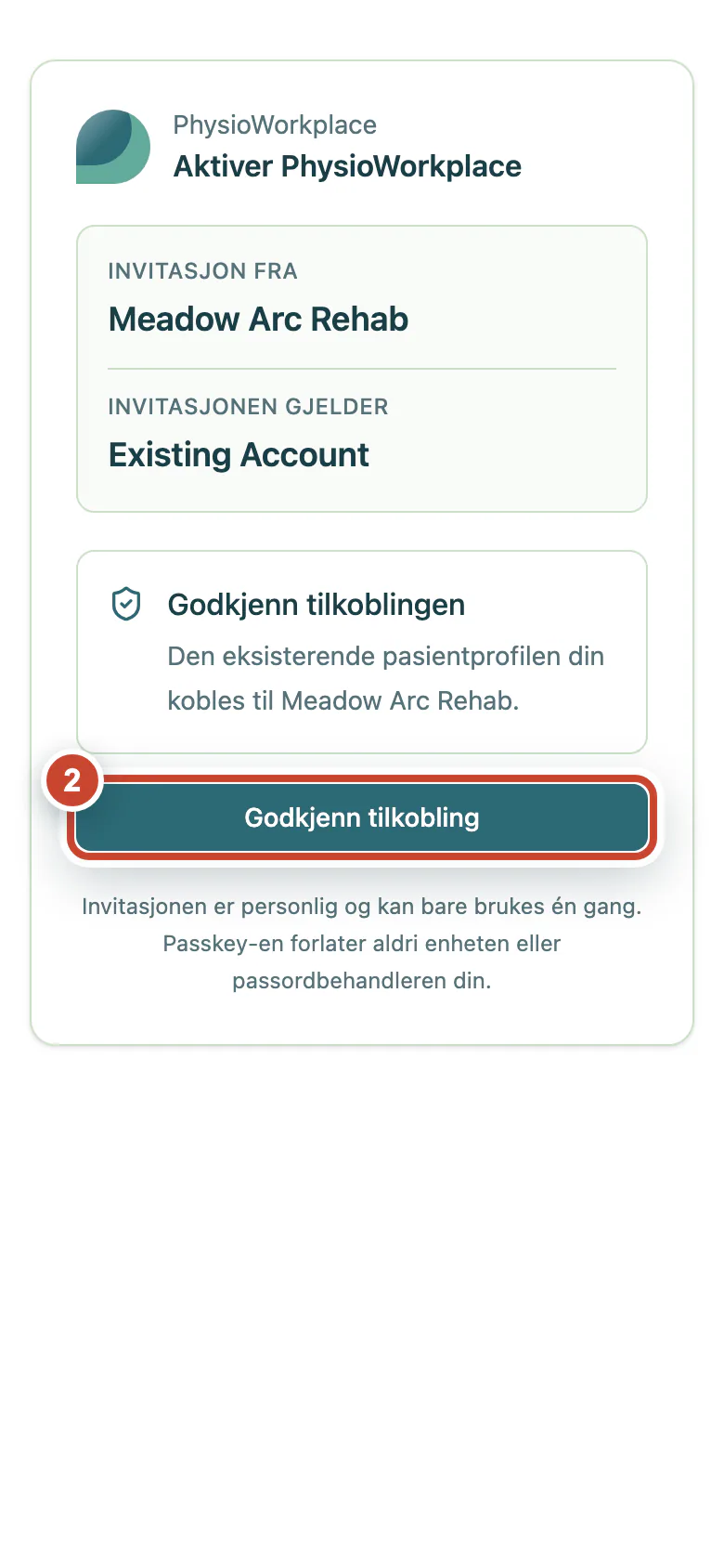 Bekreftelsessiden med knappen Godkjenn tilkobling fremhevet.