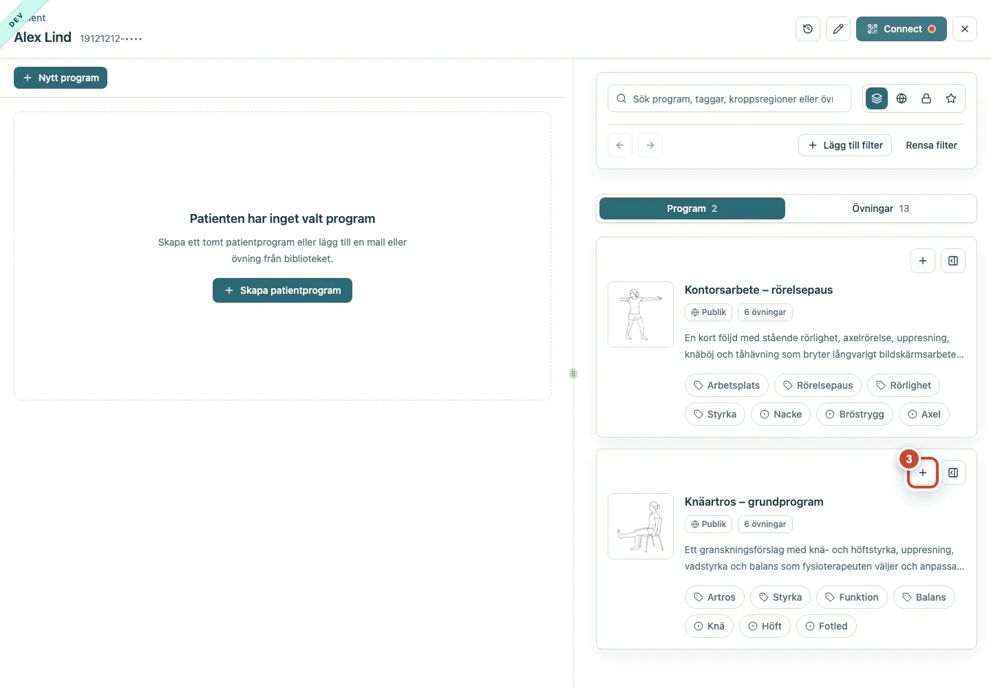 Programkortet med knappen för att lägga till programmet markerad.