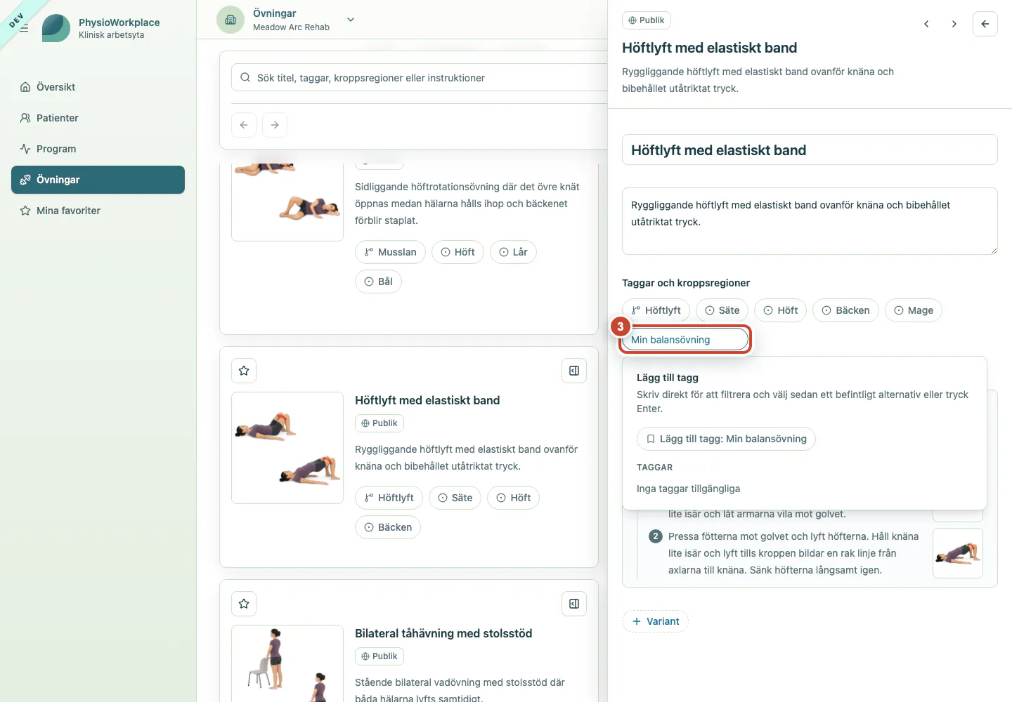 Taggfältet med en personlig tagg inskriven.